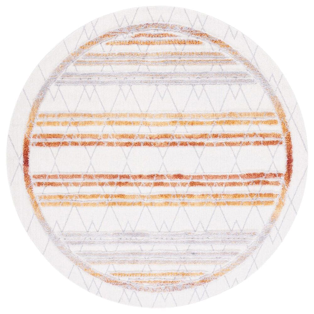 Safavieh Marrakesh Striped Southwestern 6"7" Round Grey and Multicolor Area Rug, , large