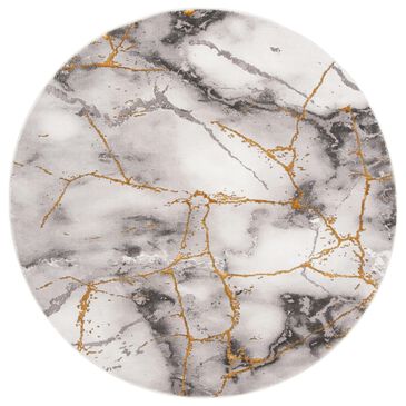Safavieh Craft CFT877F 10" Round Grey and Gold Area Rug, , large