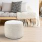 LR Home 18" Round Dots Pouf in Natural and White, , large
