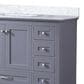 Lexora Home Dukes 84" Double Bathroom Vanity in Dark grey with 2 cm White Carrara Marble Top and Rectangular Sinks, , large