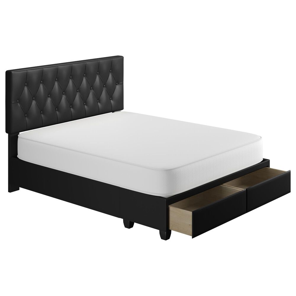 Accent  Verona Queen Upholstered Storage Bed in Black, , large