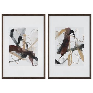 Uttermost Burgundy Interjection 39.5" x 26.5" Abstract Print in Gray, Black and Brown (Set of 2), , large