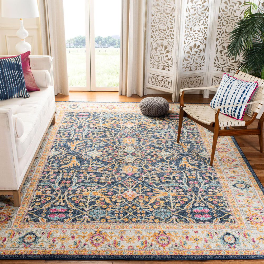 Safavieh Madison MAD612D 10&#39; x 14&#39; Navy and Creme Area Rug, , large