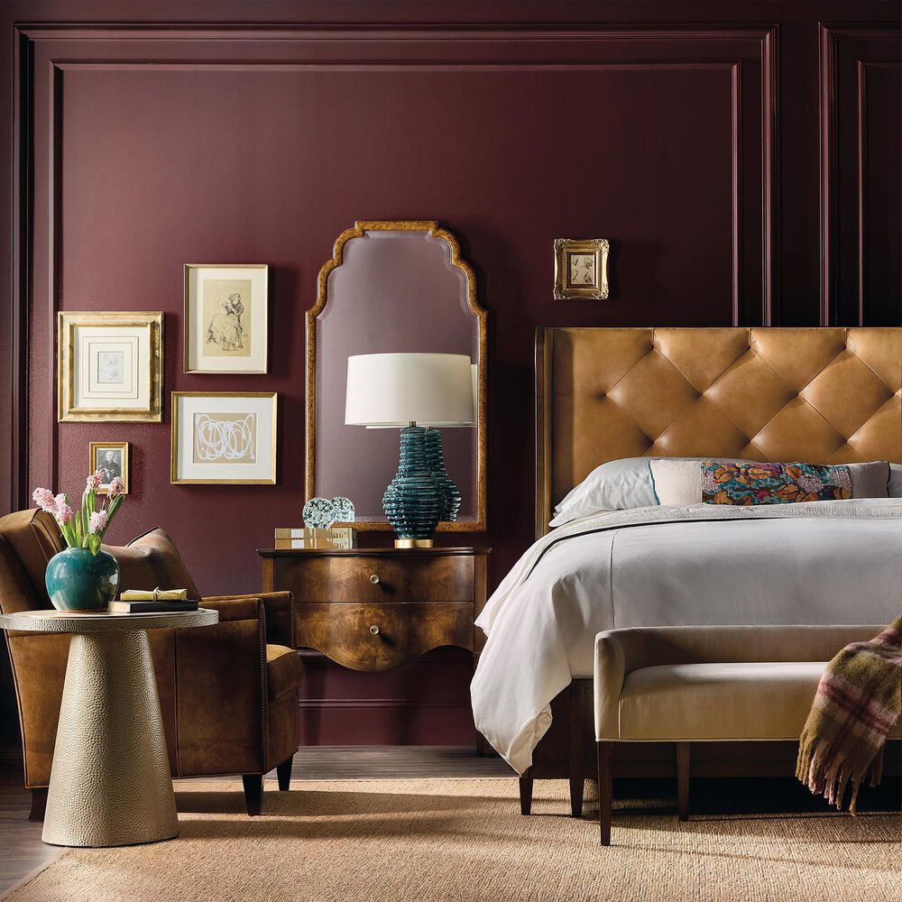 Hooker Furniture Archives King/California King Upholstered Headboard in Classic Walnut, , large