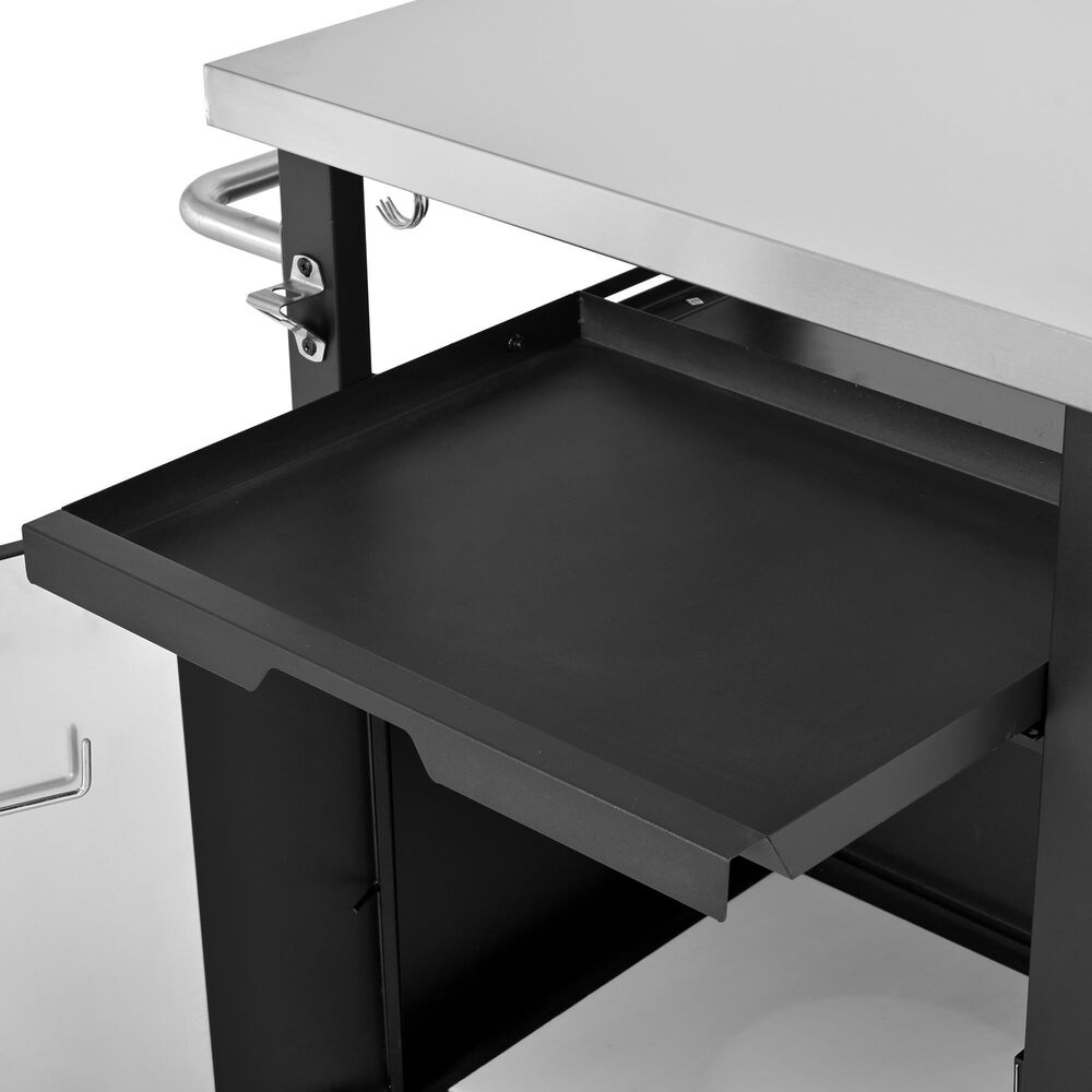 HOMLUX 39.5" Outdoor Kitchen Island in Black and Stainless Steel, , large