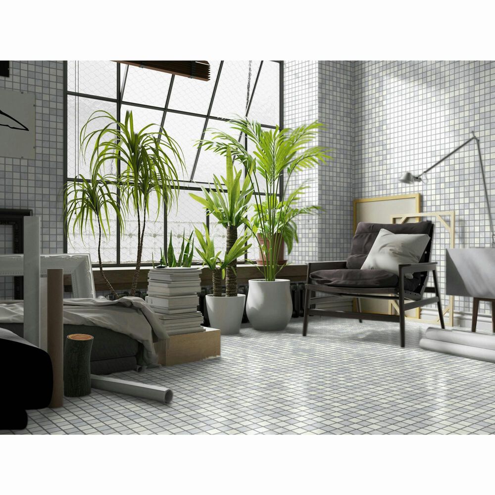 Emser Winter Frost 2&quot; x 2&quot; Square on 12&quot; x 12&quot; Marble Mosaic Sheet, , large