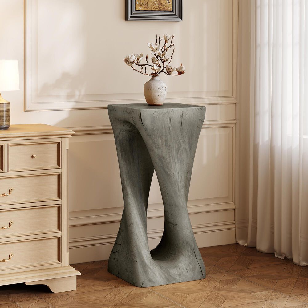 Hearth and Haven Outdoor End Table with Twist Design in Grey, , large