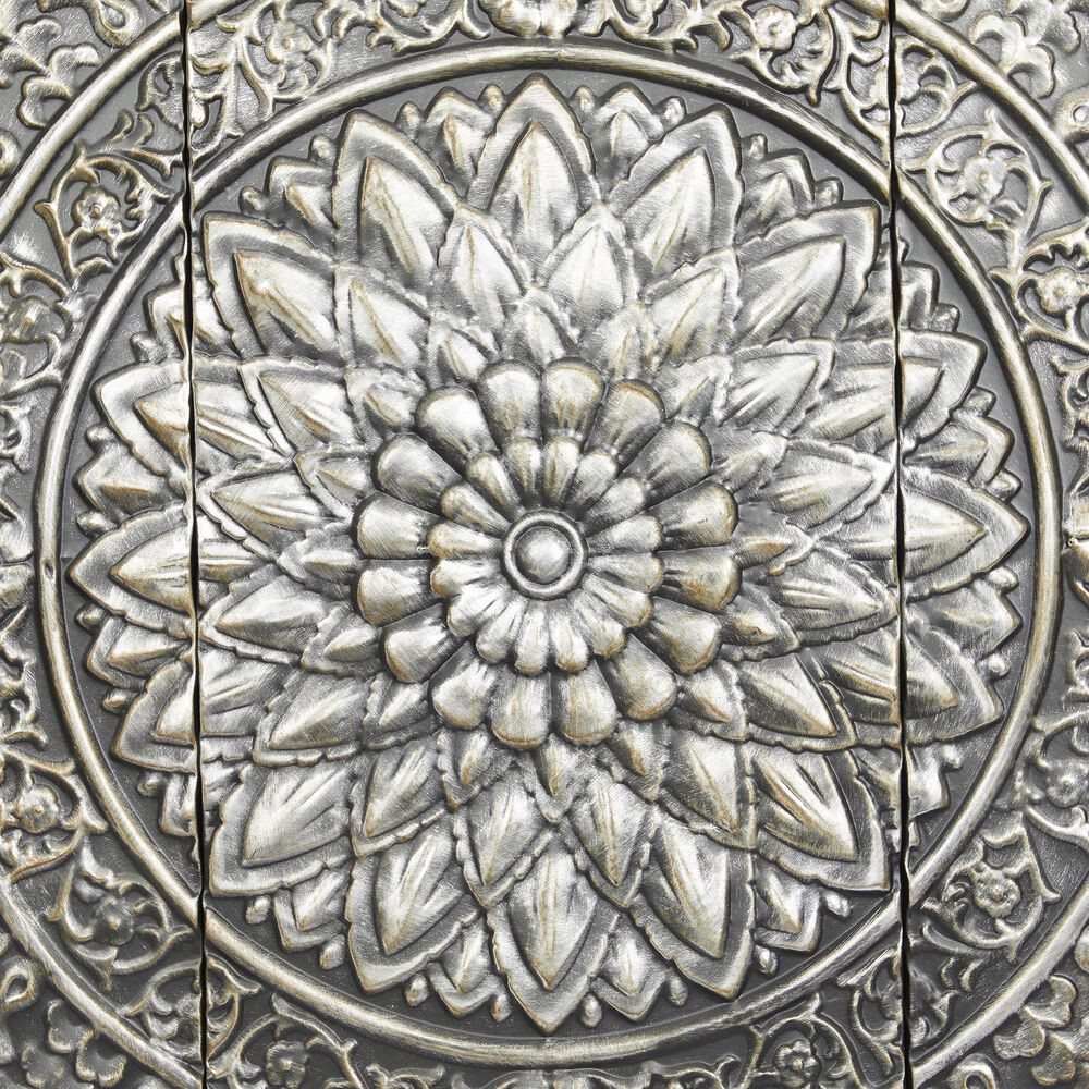 Maple and Jade 36&quot; x 36&quot; Square Floral Embossed Scroll Home Wall Decor in Satin Silver, , large