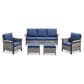 Sunwell Garden 5-Piece Patio Chat Set with Two Stationary Chairs in Navy, , large