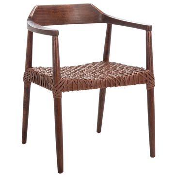 Safavieh Polina Leather and Wood Accent Chair in Walnut, , large