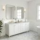 James Martin Vanities Chicago 72" Double Bathroom Vanity in Glossy White with 3 cm Carrara White Marble Top and Rectangular Sinks, , large