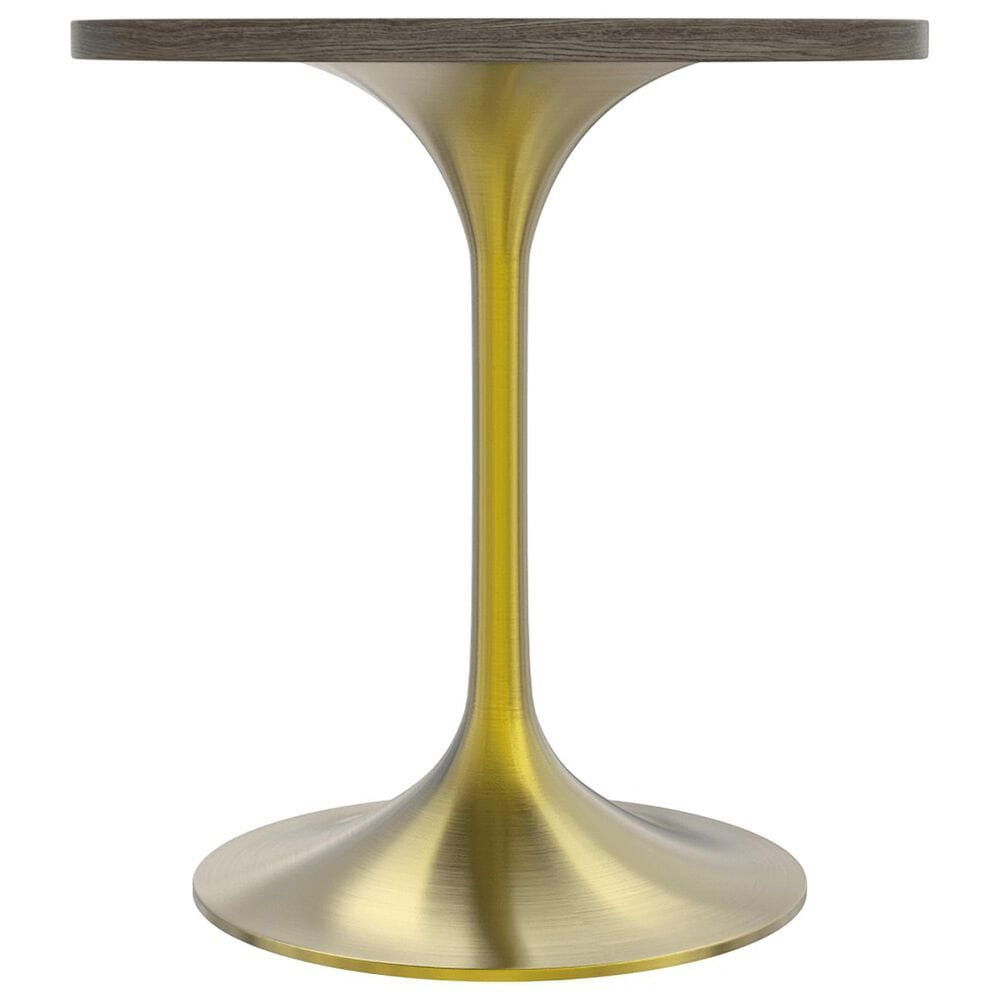Leisuremod LeisureMod Verve Collection 27 Round Dining Table, Brushed Gold Base with Dark Maple MDF Top, , large