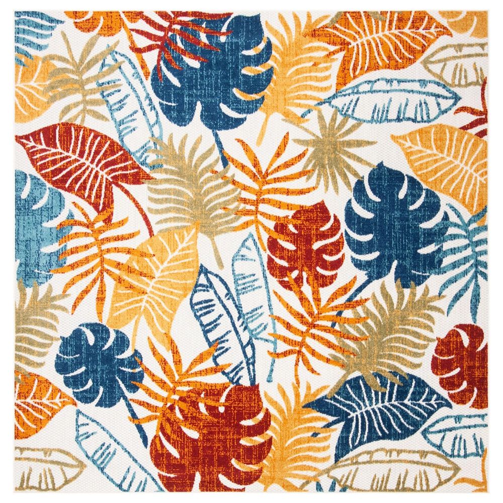 Safavieh Cabana CBN831A 4" Square Creme and Red Indoor/Outdoor Area Performance Rug, , large
