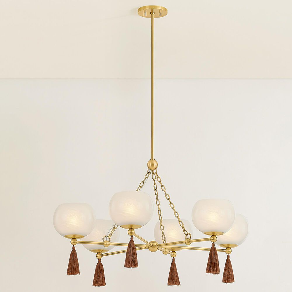 Mitzi Lighting Niya 6-Light Chandelier in Aged Brass, , large