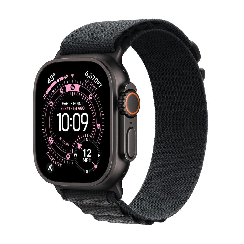 Apple Watch Ultra 3 (GPS+Cellular) 49mm Black Titanium Case with Black Alpine Loop - Large - Black - (2025)(Pre-Order), , large