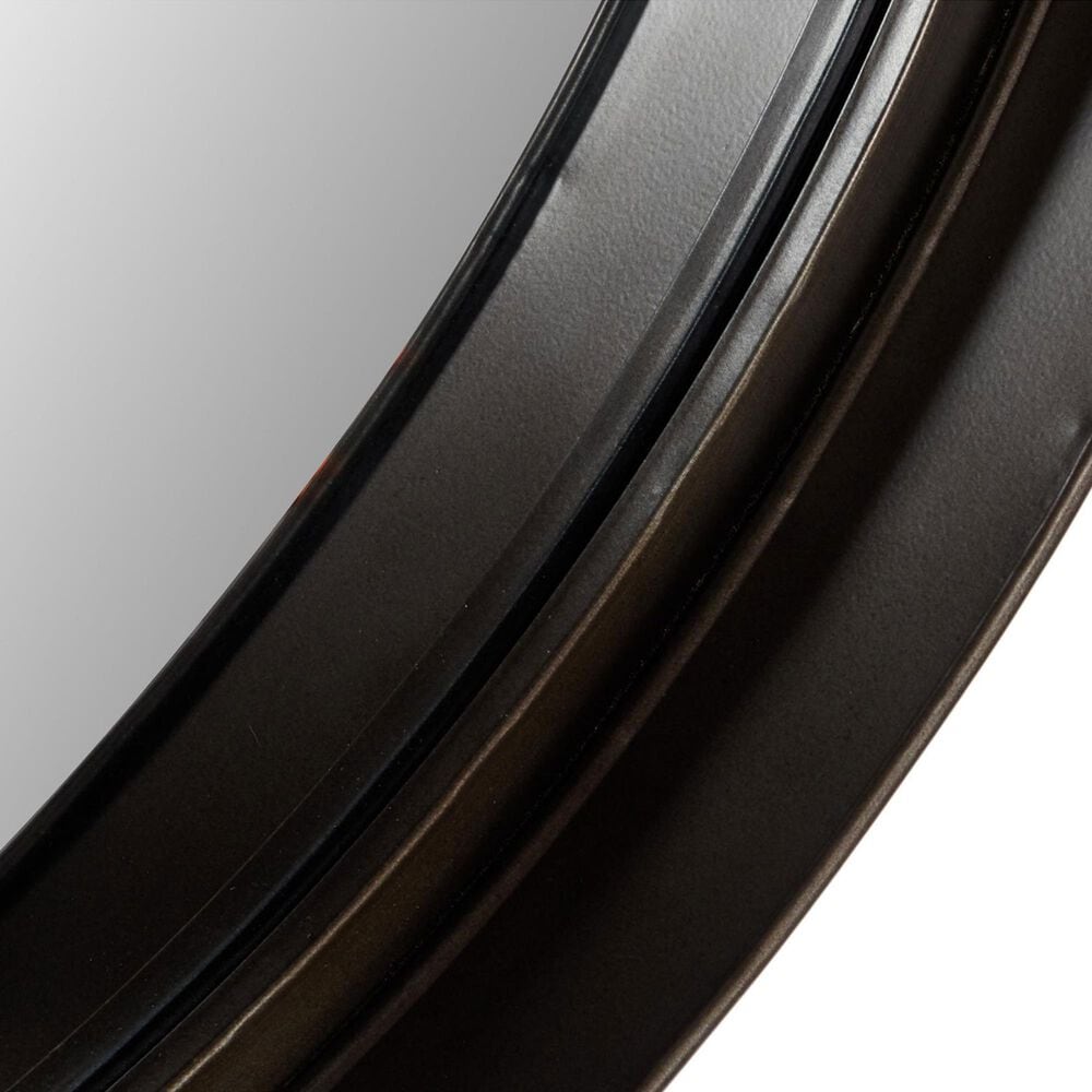 Maple and Jade 32&quot; Round Metal Wall Mirror with Thin Frame in Matte Brown and Black, , large