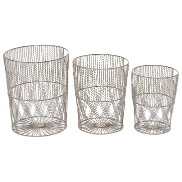 Maple and Jade Contemporary Storage Basket in Silver (Set of 3), , large