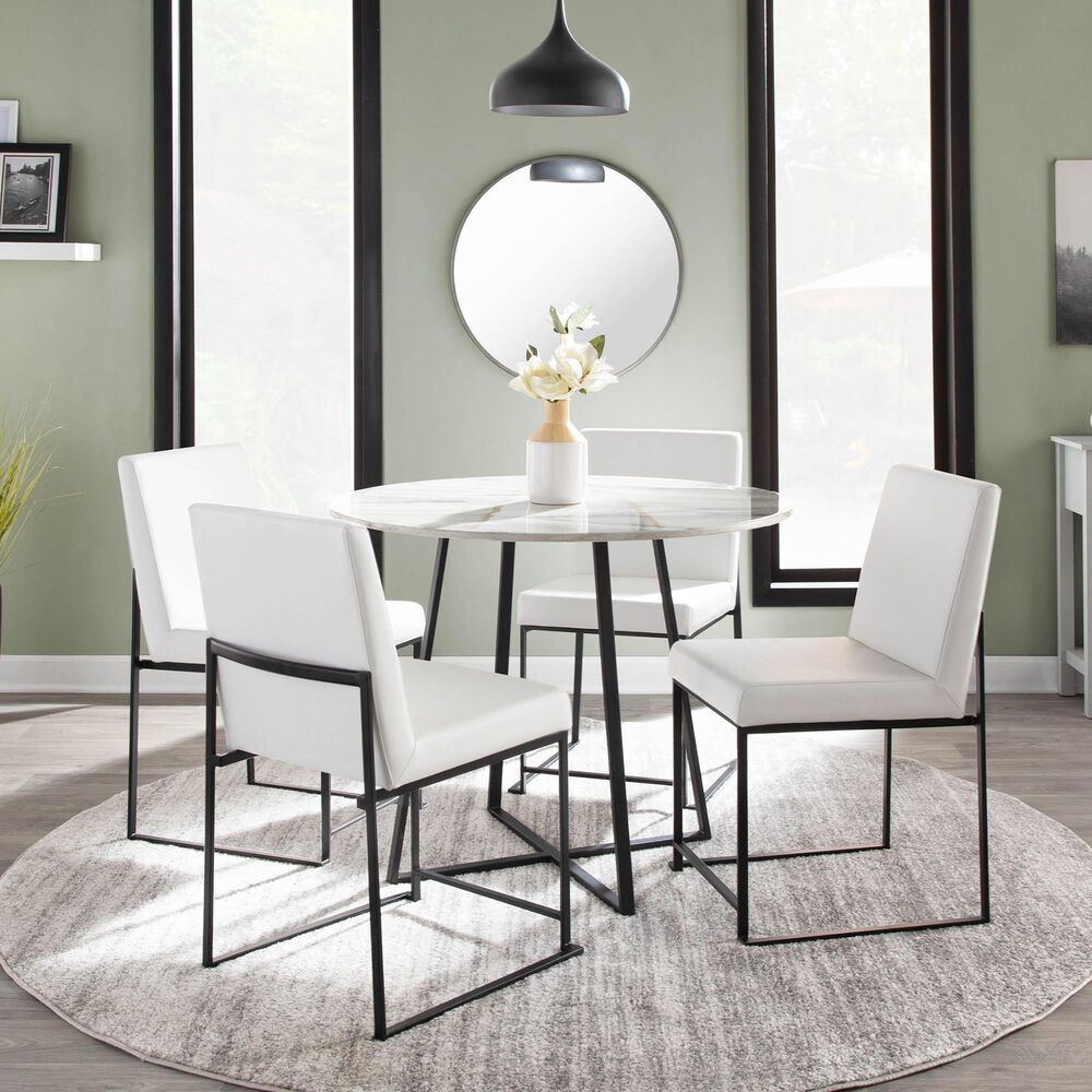 Lumisource Fuji Dining Chair with White Faux Leather Cushion in Black &#40;Set of 2&#41;, , large