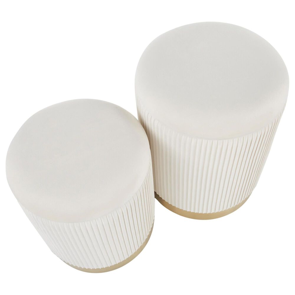 Lumisource Marla 2-Piece Nesting Pleated Ottoman Set in Cream, , large
