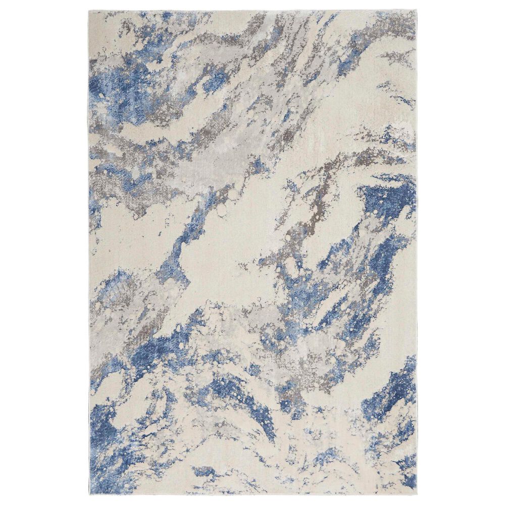 Nourison Silky Textures SLY03 3"11" x 5"11" Blue, Ivory and Grey Area Rug, , large