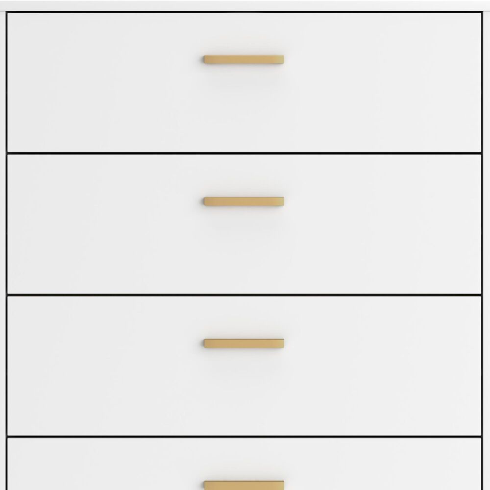 Ashley Socalle 5-Drawer Chest in Matte White and Gold, , large