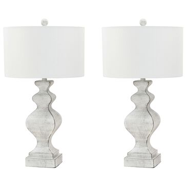 Lux Lighting Table Lamp in White with USB (Set of 2), , large