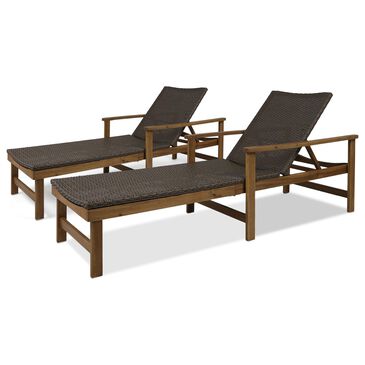Noble House Hampton Patio Chaise Lounge in Natural and Mocha (Set of 2), , large