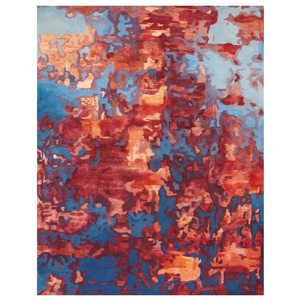 Nourison Prismatic PRS13 7"9" x 9"9" Blue and Flame Area Rug, , large
