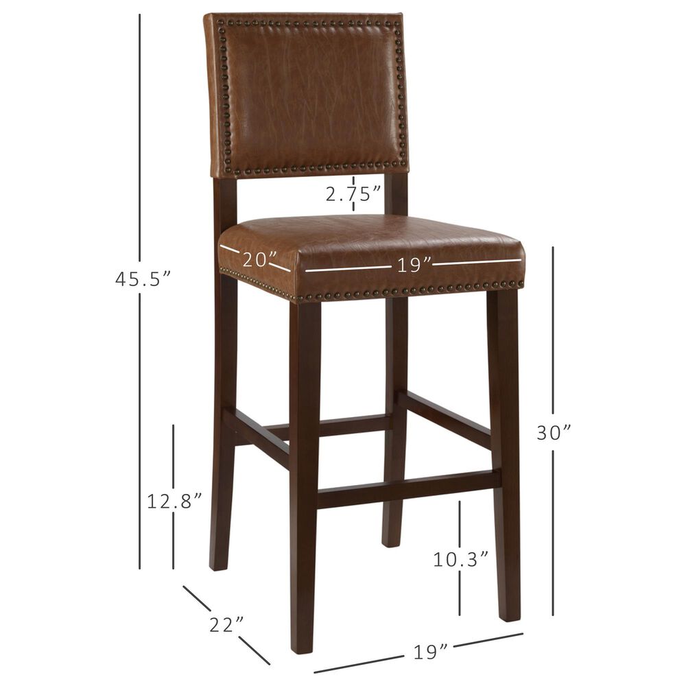 Linon Home Decor Brook Bar Stool in Walnut, , large