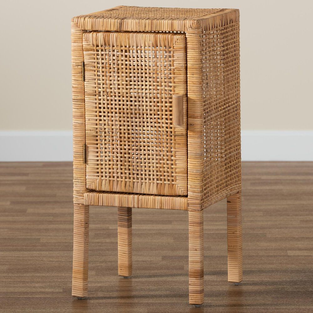 Baxton Studio Vivan 1-Door Nightstand in Natural Brown, , large