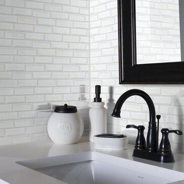 Shaw Geoscape White 13.39" x 12.48" Random Linear Mosaic Sheet, , large