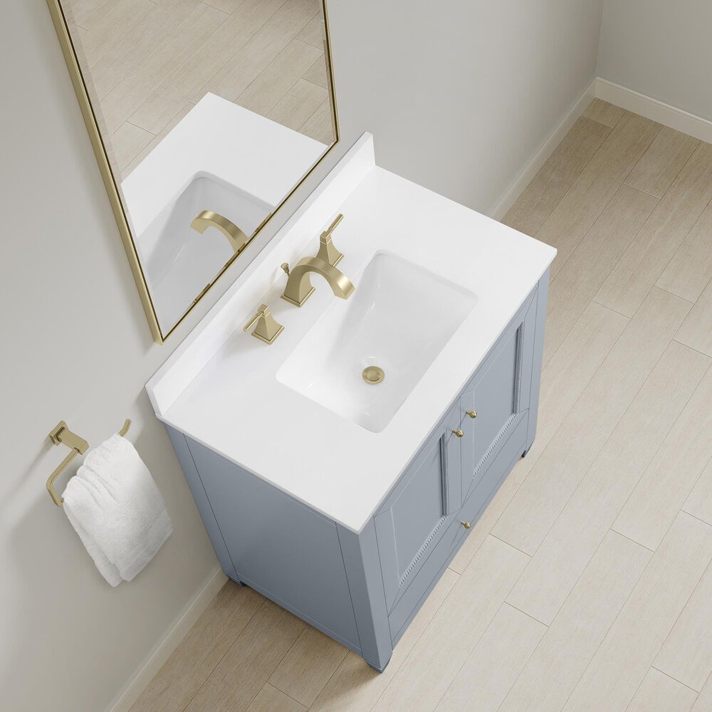 37B Claudine 30" Single Bathroom Vanity in Soft Blue with Glossy White Composite Stone Top and Backsplash, , large
