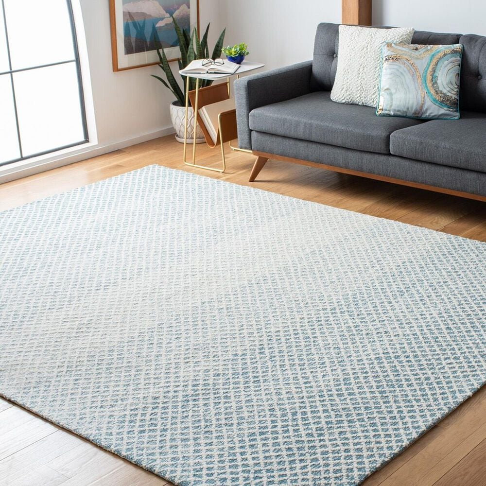 Safavieh Micro-Loop MLP353M 6&#39; x 9&#39; Blue and Ivory Area Rug, , large