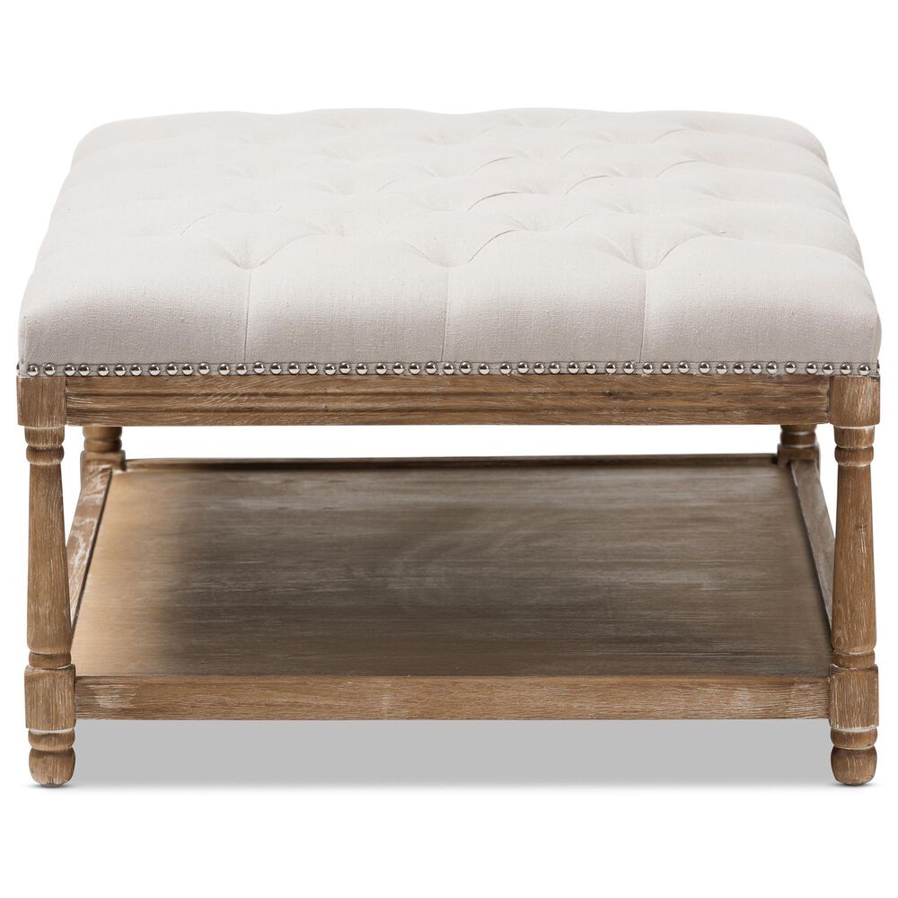 Baxton Studio Carlotta Rectangle Ottoman in Beige, , large