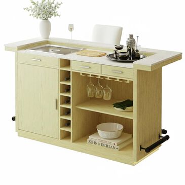 Mayberry Hill Cambrie Bar Table with LED in Off White and Natural, , large