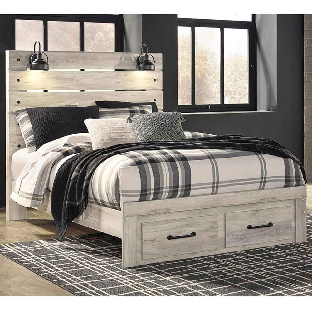 Ashley Cambeck Queen Storage Bed in Whitewash with Lighting, , large