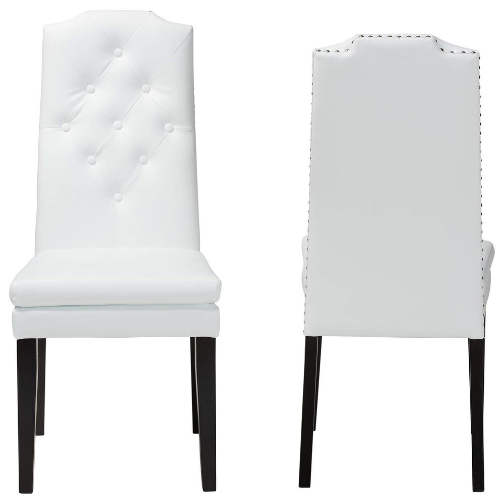 Baxton Studio Dylin Side Chair with White Cushion in Espresso Brown (Set of 2), , large