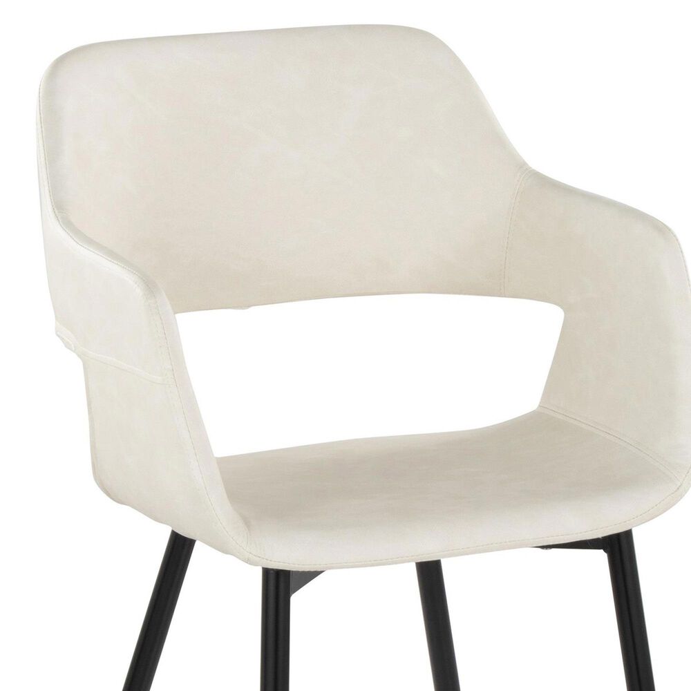 LumiSource Margarite Contemporary Dining/accent Chair in Black Metal and Cream Faux Leather by LumiSource - Set of 2, , large