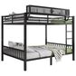 Hearth and Haven Queen over Queen Bunk Bed with Ladder and Storage Shelf in Black, , large