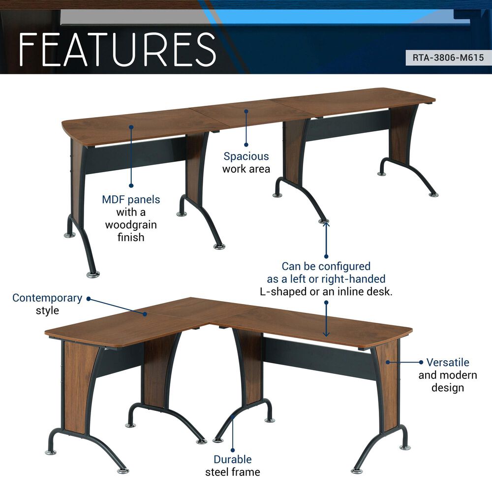 Rta Products Llc Deluxe L-Shaped Desk in Mahogany and Grey, , large