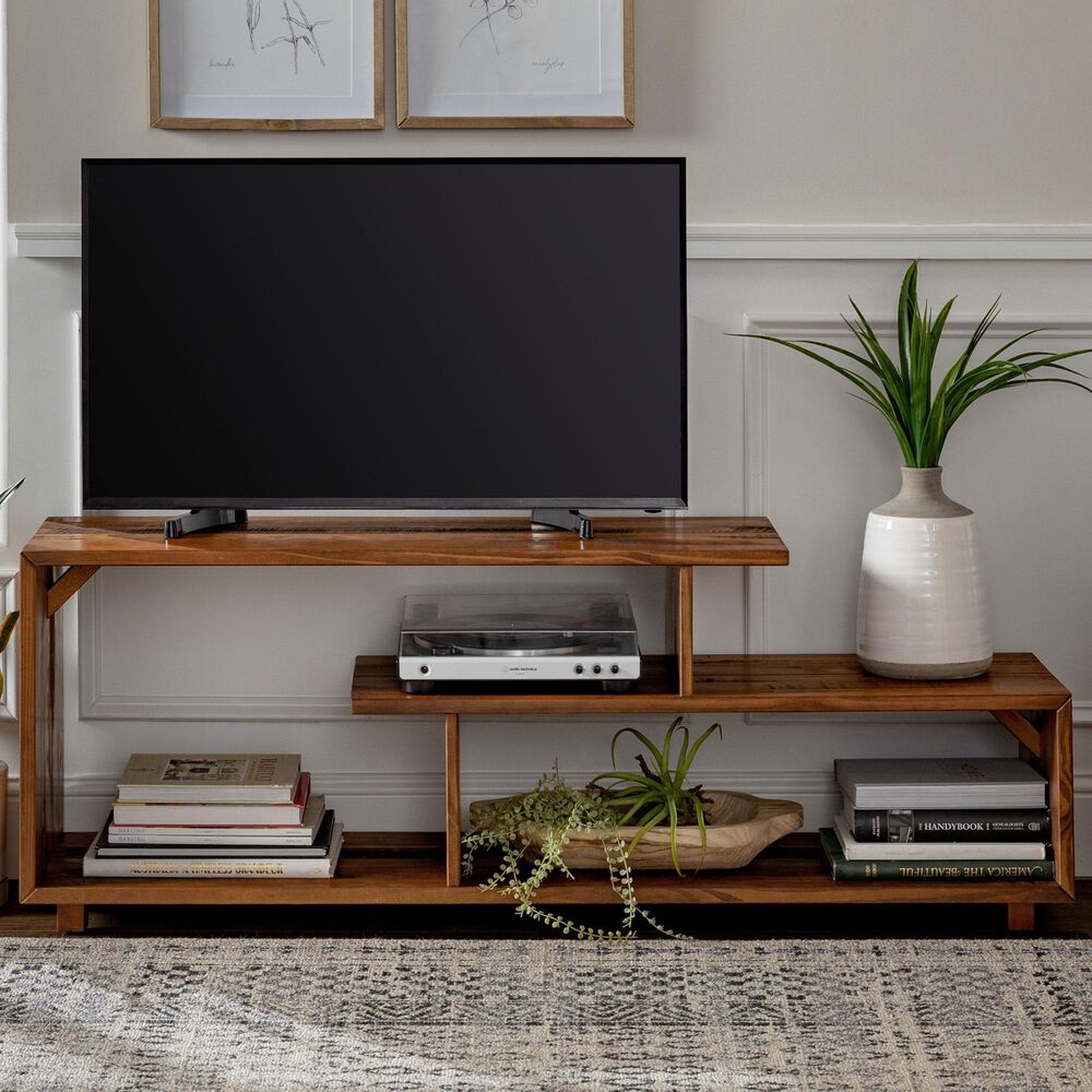 Walker Edison 60&quot; Rustic Solid Wood TV Console in Amber, , large