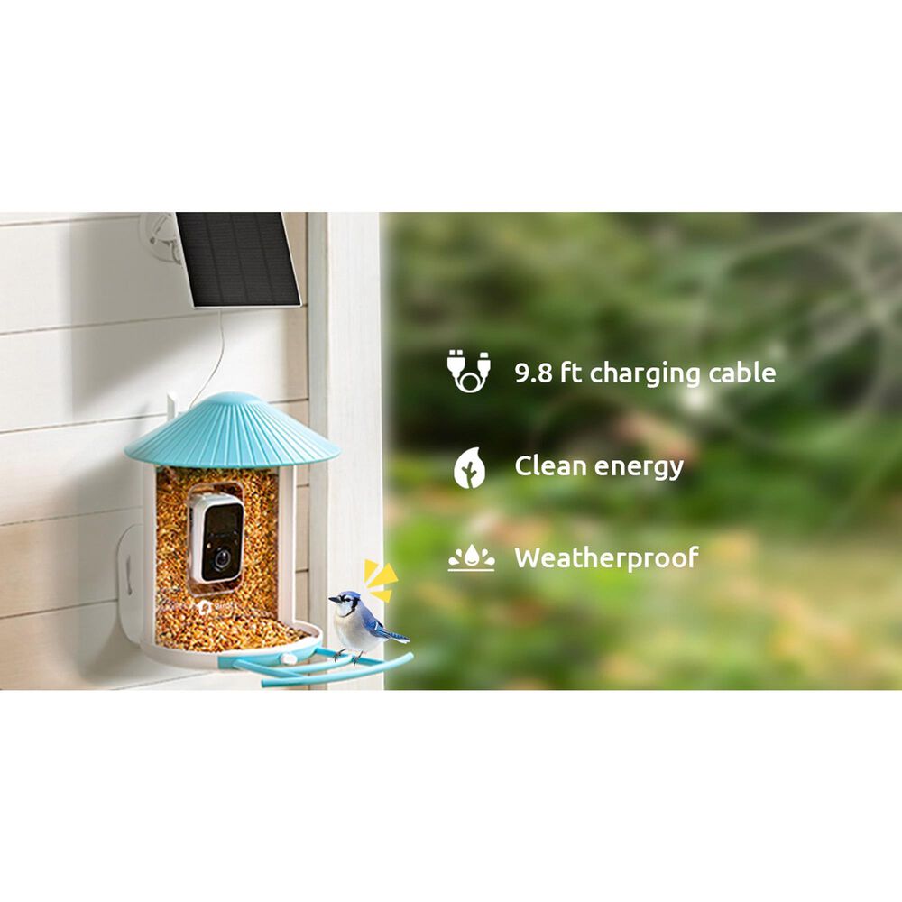 Birdfy Bird Feeder with Smart Camera and Solar Panel in Blue and White, , large