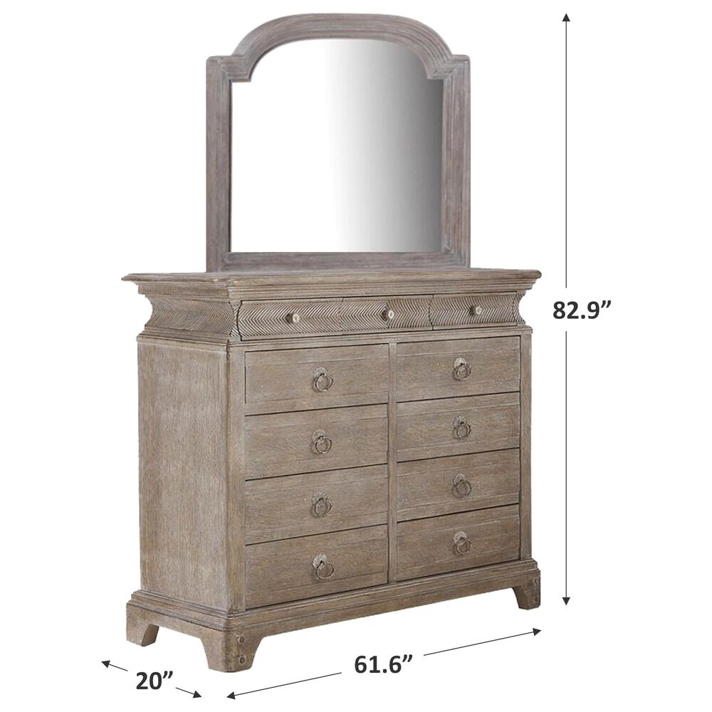 Vantage Summer Creek Dresser and Mirror in Scrubbed Oak, , large