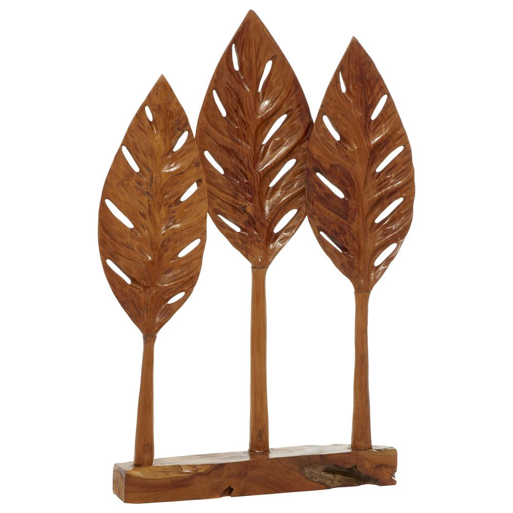 Maple and Jade 30" x 20" Coastal Teak Wood Sculpture in Brown, , large
