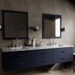 Lexora Home Castor 84" Double Bathroom Vanity in Blue with 2 cm White Carrara Marble Top and Rectangular Sinks, , large