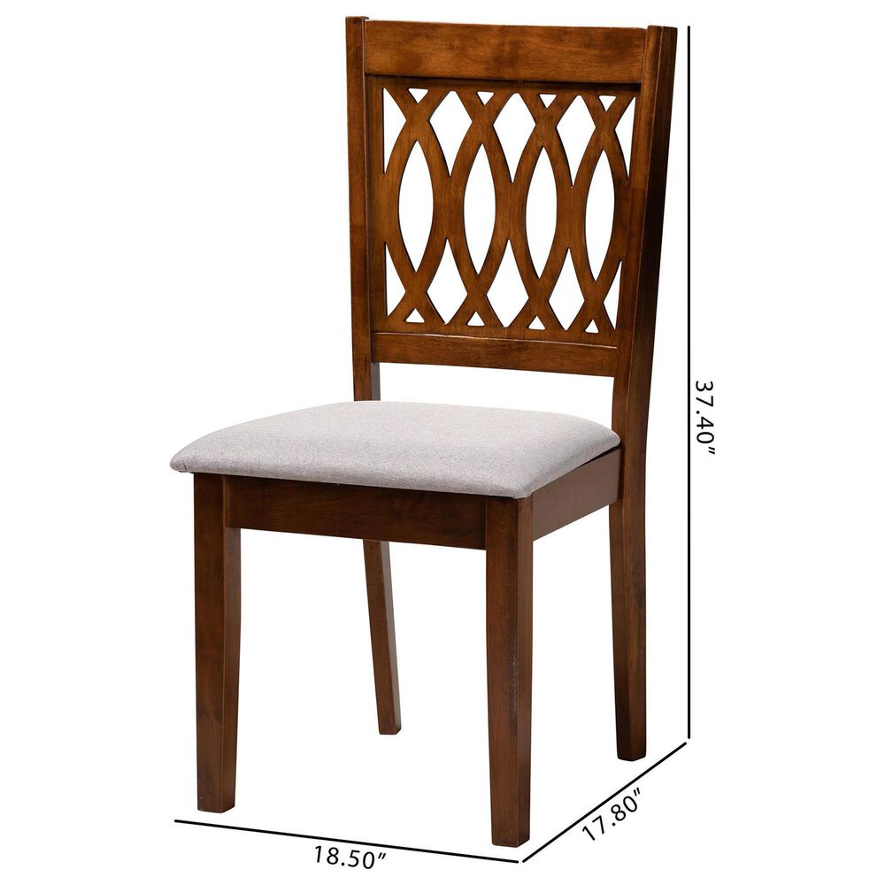 Baxton Studio Florencia Side Chair with Grey Cushion in Walnut Brown (Set of 2), , large