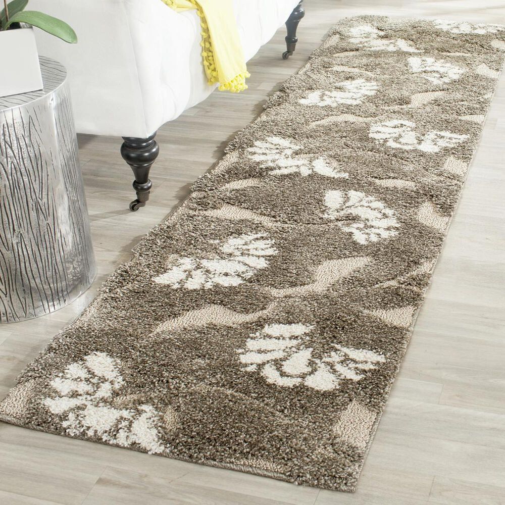 Safavieh Florida Shag SG459-7913-29 2"3" x 9" Smoke/Beige Runner, , large