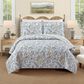 Peking Handicraft Sugar Mill Peacock 3-Piece King Quilted Bedding Set in Light Blue, , large