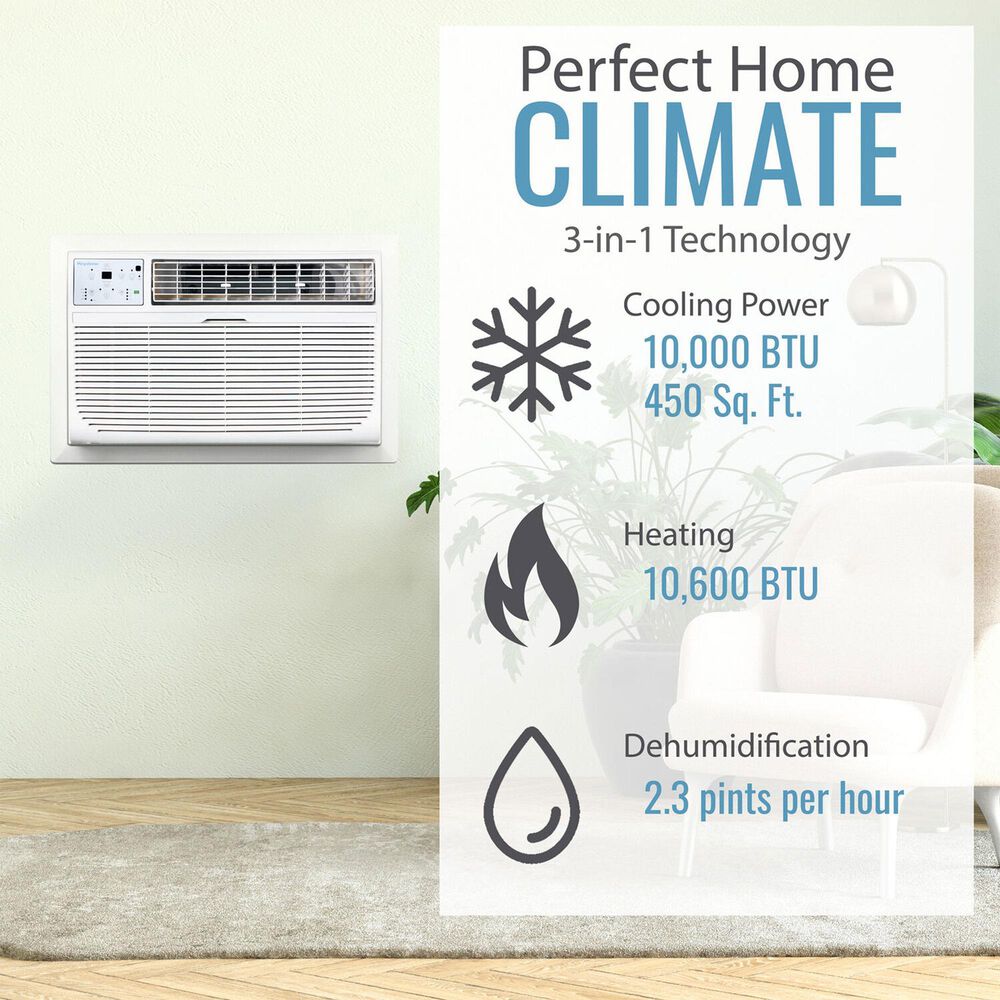 Almo Distributing Pennsylvania 14,000 BTU 230V Through-the-Wall Air Conditioner with 10,600 BTU Supplemental Heat Capability, , large