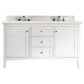 James Martin Vanities Palisades 60" Double Bathroom Vanity in Bright White with 3 cm Eternal Marfil Quartz Top and Rectangular Sinks, , large